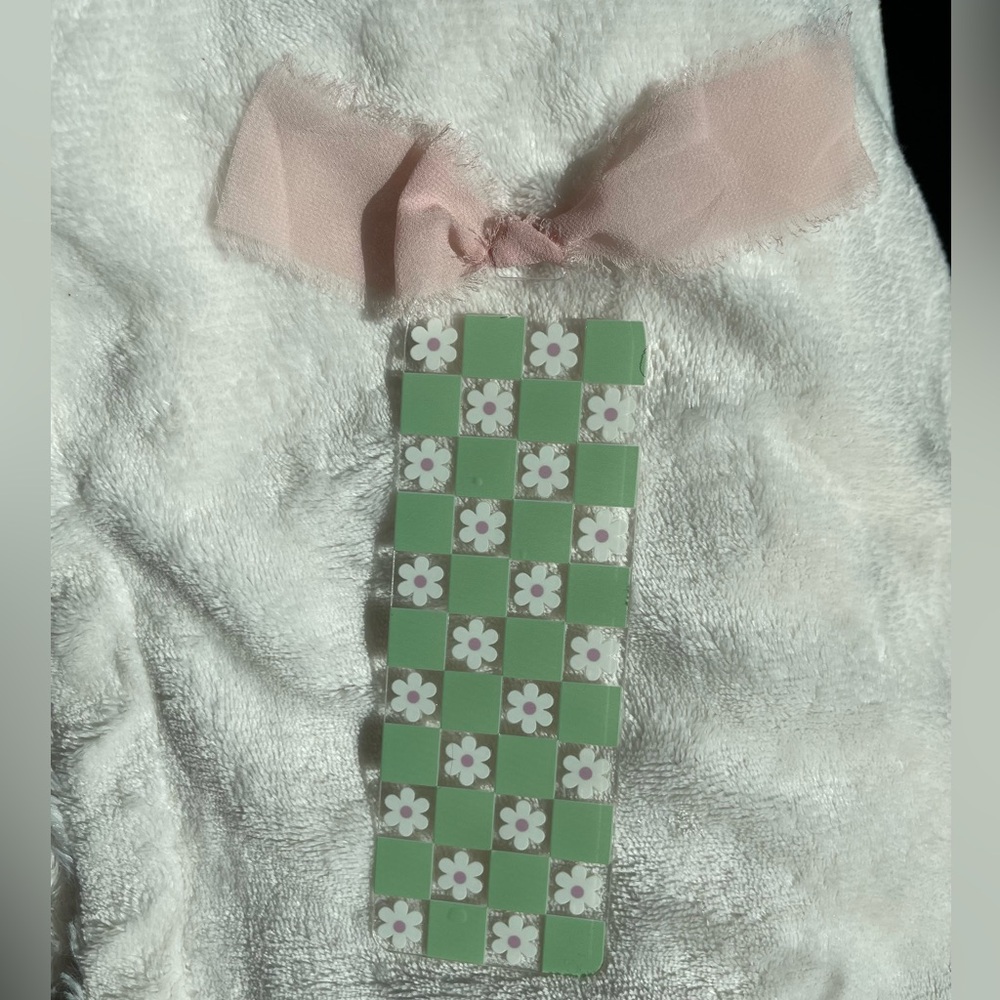 Green and Pink Checkered book mark